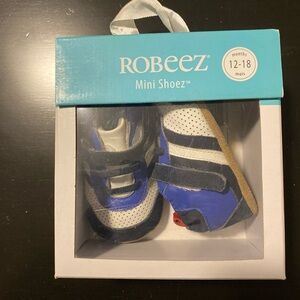 Robeez Trendy Trainer Baby Boy's - Blue - 12-18 Months Leather Upper & Outsole